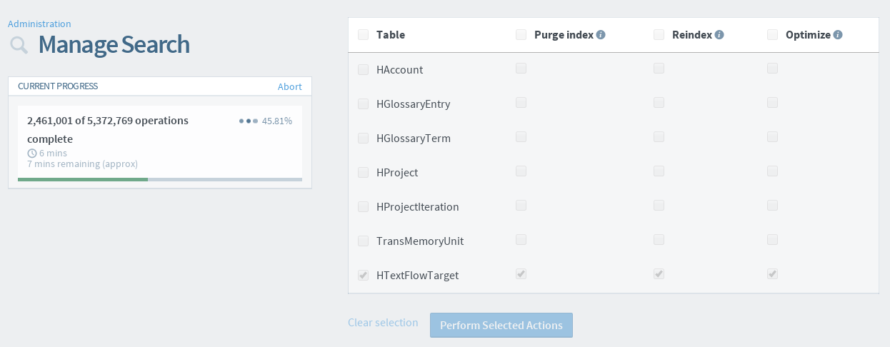 Manage search