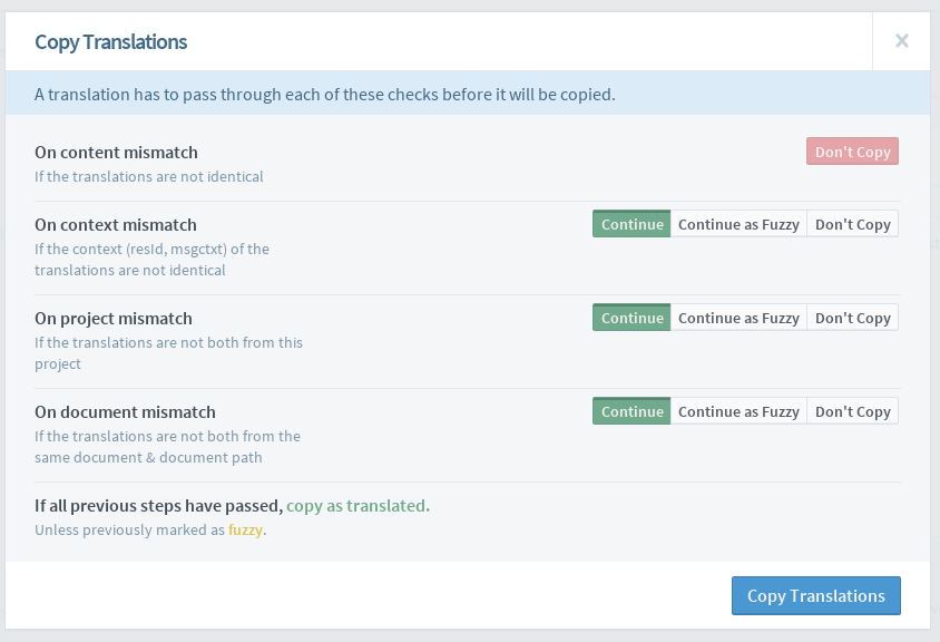 Copy trans dialog