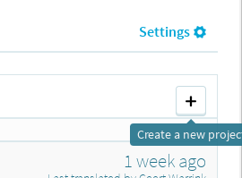 Project creation button on Projects page