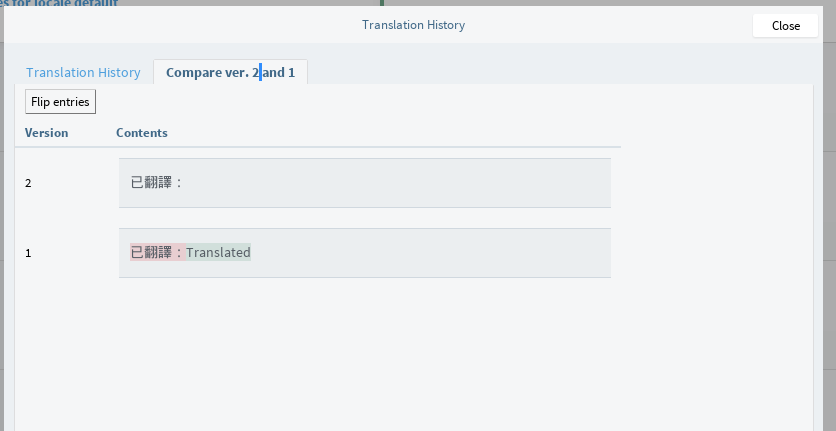 Translation history comparison