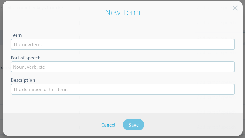 new term modal
