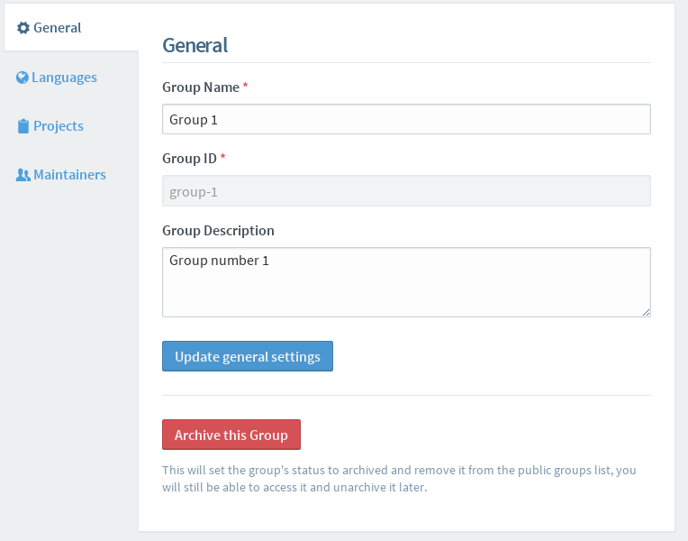 Group General Settings tab