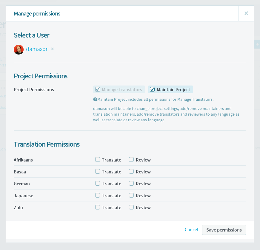 manage permissions dialog