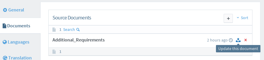 Upload source document from settings