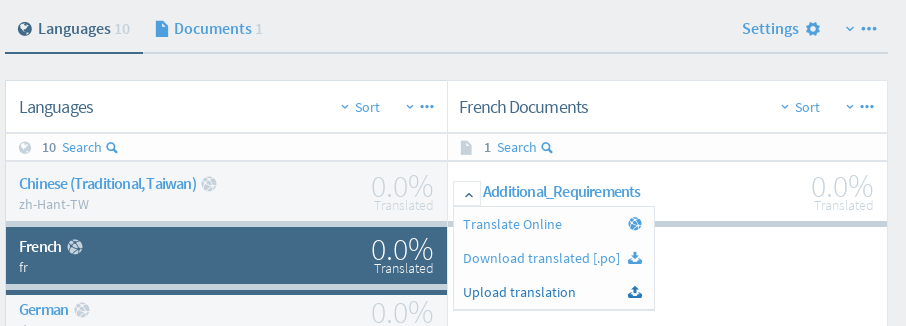 Upload translation document