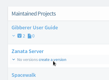 Shortcut version creation link on user dashboard