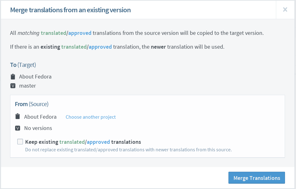 Merge translation dialog